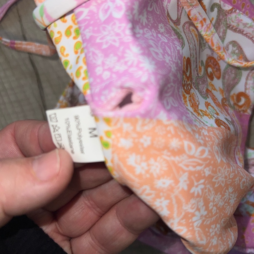 Amazon Pink And Orange Patchwork Bikini - image 4